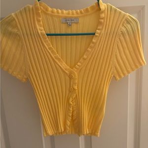 Love tree yellow, half button crop top.